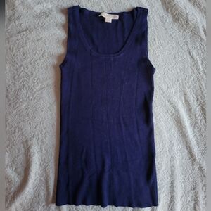 Sleeveless Navy Blue Ribbed Dress